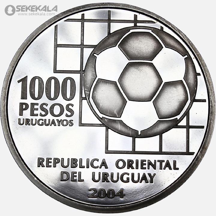 coin colletion store sekekala.comسکه خارجی 040629 (38) سکه 1000 پزو پروف نقره اروگوئه 2004 (صدمین سالگرد فیفا)