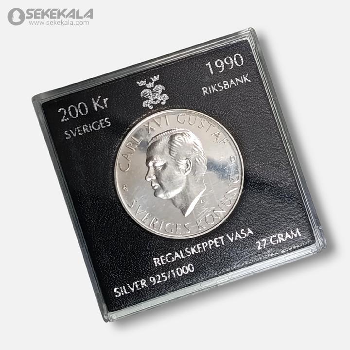 coin colletion store sekekala.comسکه خارجی 040629 (6) سکه 200 کرون پروف نقره سوئد 1990 (کشتی جنگی وازا)