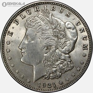 سکه نقره 1 دلار قدیمی آمریکا 1921 D (مورگان)