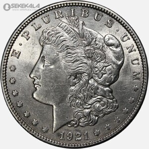 سکه نقره 1 دلار قدیمی آمریکا 1921 (مورگان) (+AU)