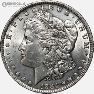 سکه نقره 1 دلار قدیمی آمریکا 1884 O (مورگان) (+AU)