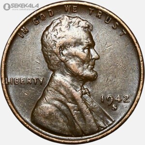 سکه 1 سنت قدیمی لینکلن آمریکا 1942 S