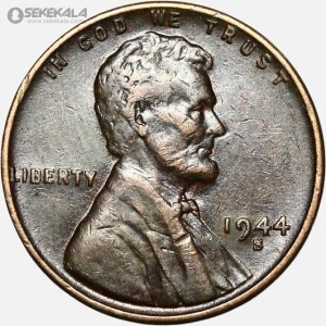 سکه 1 سنت قدیمی لینکلن آمریکا 1944 S