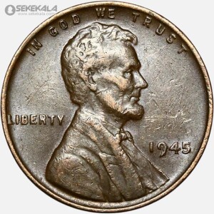 سکه 1 سنت قدیمی لینکلن آمریکا 1945
