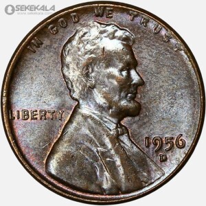 سکه 1 سنت قدیمی لینکلن آمریکا 1956 D (کیفیت UNC)