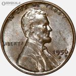 سکه 1 سنت قدیمی لینکلن آمریکا 1956 D (کیفیت UNC)