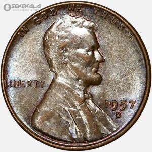 سکه 1 سنت قدیمی لینکلن آمریکا 1957 D (کیفیت UNC)