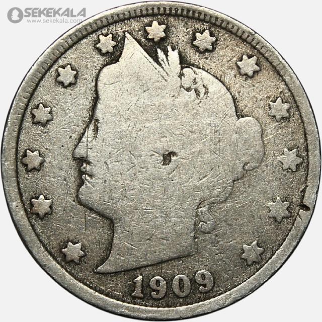 سکه 5 سنت قدیمی آمریکا 1909 (Liberty ـ آزادی)