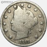 سکه 5 سنت قدیمی آمریکا 1911 (Liberty ـ آزادی)