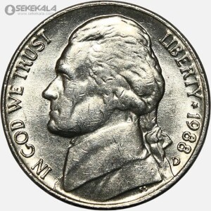 سکه 5 سنت جفرسون آمریکا 1988(UNC) D