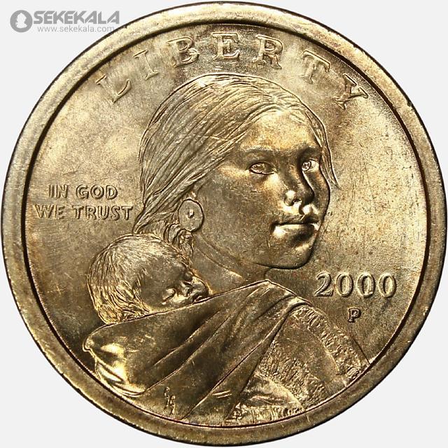 سکه 1 دلار آمریکا 2000 P (ساکاگاوا)(AU)