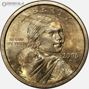 سکه 1 دلار آمریکا 2006 D (ساکاگاوا)(AU)