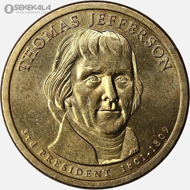 coin colletion store sekekala.comسکه خارجی 040704 (327) سکه 1 دلار ریاست جمهوری آمریکا 2007 (توماس جفرسون)(AU)