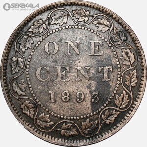 سکه 1 سنت کمیاب کانادا 1893 (ملکه ویکتوریا)