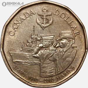 سکه 1 دلار یادبودی کانادا 2010 (صدمین سالگرد نیروی دریایی سلطنتی کانادا)