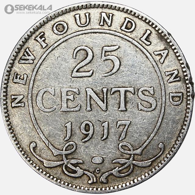 coin colletion store sekekala.comسکه خارجی 040704 (77) سکه 25 سنت نقره نیو فاندلند 1917 (جرج پنجم) بسیار کمیاب