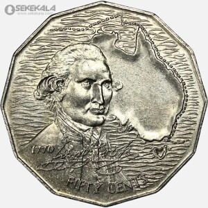 سکه 50 سنت یادبودی استرالیا 1970 (سفر کاپیتان کوک به استرالیا) (+AU)