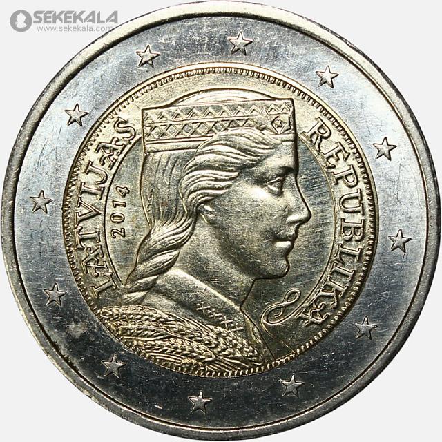 سکه خارجی کلکسیونی coin collection store 040621 (295) سکه 2 یورو لتونی 2014 (AU)
