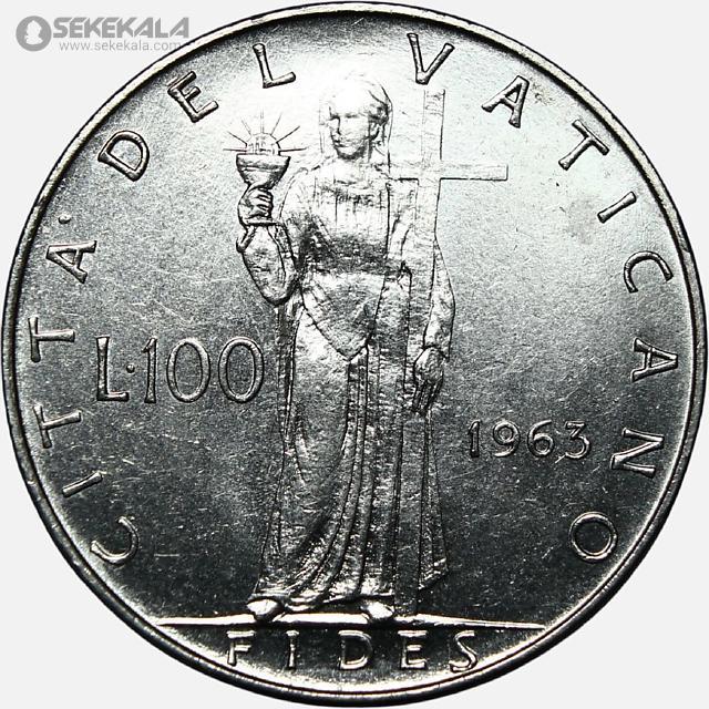 سکه خارجی کلکسیونی coin collection store 040621 (399) سکه 100 لیره کمیاب واتیکان 1963 (AU)