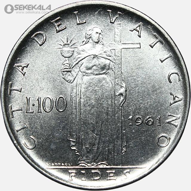 سکه خارجی کلکسیونی coin collection store 040621 (401) سکه 100 لیره کمیاب واتیکان 1961 (AU)