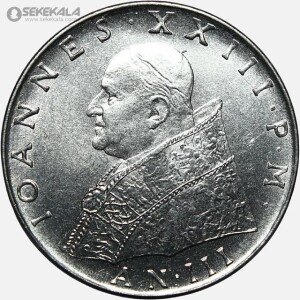 سکه 100 لیره کمیاب واتیکان 1961 (AU)