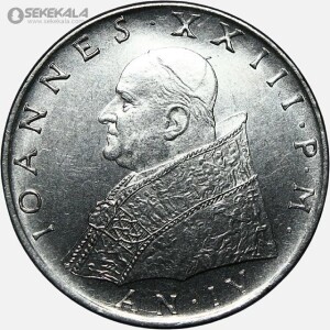 سکه 100 لیره کمیاب واتیکان 1962 (AU)