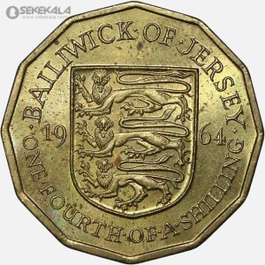 سکه 1/4 شیلینگ کمیاب جرسی 1964 (ملکه الیزابت)(UNC)