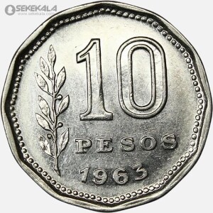 سکه 10 پزو آرژانتین 1963