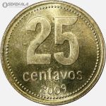 سکه 25 سنتاوو آرژانتین 2009 (UNC)