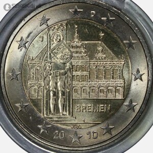 پک 5 عدد سکه 2 یورو یادبودی آلمان 2010 (حروف ضرابخانه مختلف)(BU)