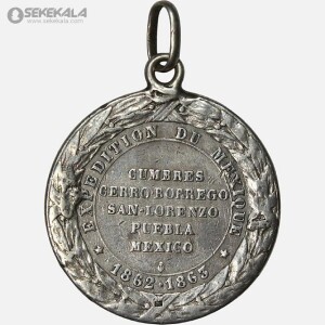 مدال نقره نایاب ناپلئون سوم 1862 فرانسه ( یادبود لشکرکشی فرانسه به مکزیک)