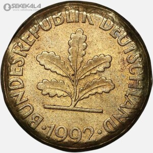 سکه 10 فنیگ آلمان 1992 (ارور پولک ناقص نازک)