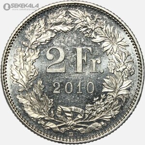 سکه 2 فرانک سوئیس 2010 (+AU)