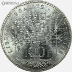 سکه 100 فرانک نقره یادبودی فرانسه 1984 (+AU)