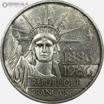 سکه 100 فرانک نقره یادبودی فرانسه 1986 (AU)(صدمین سالگرد - مجسمه آزادی آمریکا)