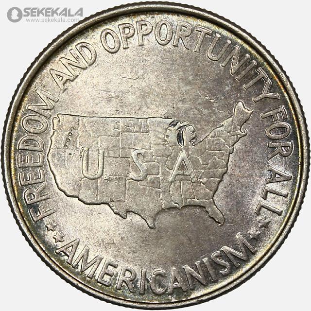 coin collection store سکه خارجی www.sekekala.com. 040808 (185) سکه نیم دلار نقره یادبودی کمیاب آمریکا 1952 (AU)(جورج واشنگتن کارور و بوکر تی واشنگتن)