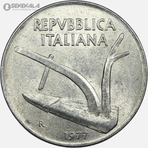 سکه 10 لیره ایتالیا 1977 (+AU)