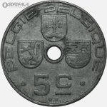 سکه 5 سنتیم قدیمی بلژیک 1942 (لئوپولد سوم)