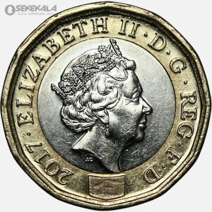 سکه 1 پوند دوفلزی انگلیس 2017 (ملکه الیزابت)(AU)