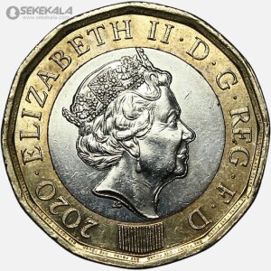 سکه 1 پوند دوفلزی انگلیس 2020 (ملکه الیزابت)(AU)