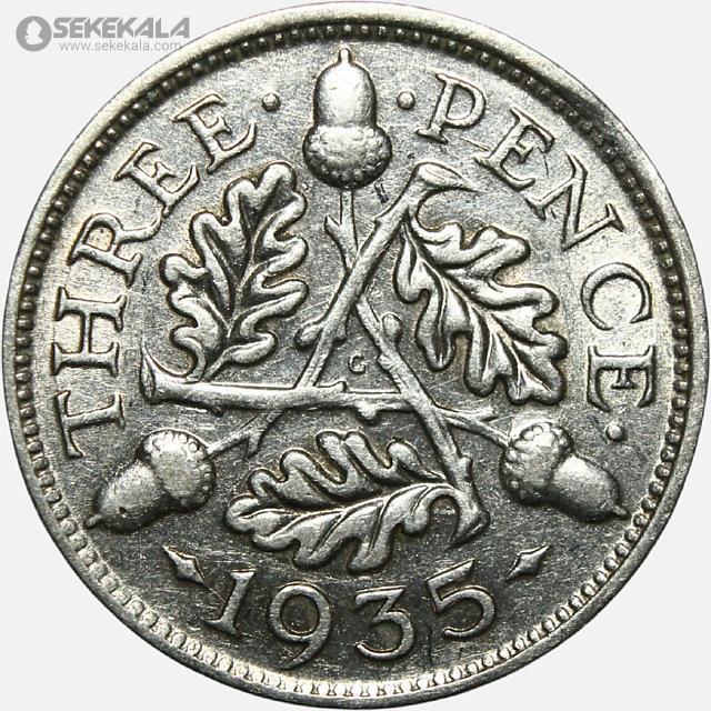 coin colletion store sekekala.comسکه خارجی 040704 (519) سکه 3 پنس نقره انگلیس 1935 (جرج پنجم)(AU)