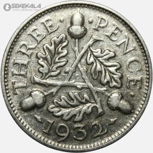 سکه 3 پنس نقره انگلیس 1932 (جرج پنجم)