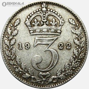 سکه 3 پنس نقره انگلیس 1922 (جرج پنجم)