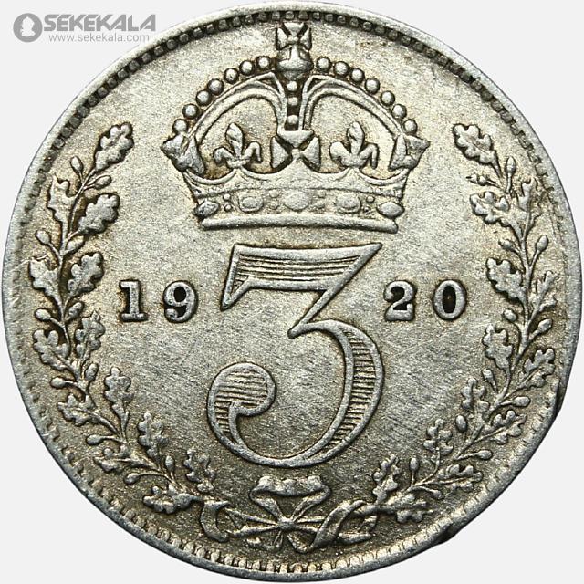 coin colletion store sekekala.comسکه خارجی 040704 (533) سکه 3 پنس نقره انگلیس 1920 (جرج پنجم)