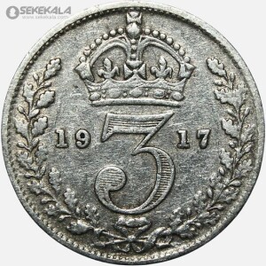 سکه 3 پنس نقره انگلیس 1917 (جرج پنجم)