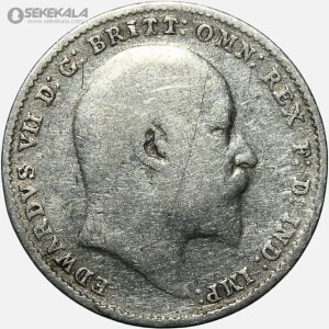 سکه 3 پنس نقره انگلیس 1908 (ادوارد هفتم)