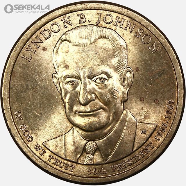 سکه 1 دلار ریاست جمهوری آمریکا 2015 (لیندون جانسون)(+AU)