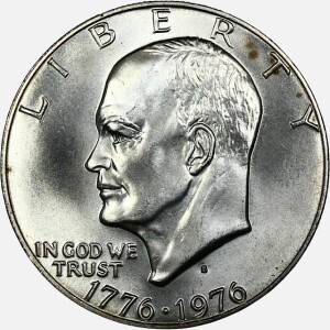 سکه 1 دلار نقره یادبودی آمریکا 1976 S (دویستمین سالگرد استقلال)(UNC)