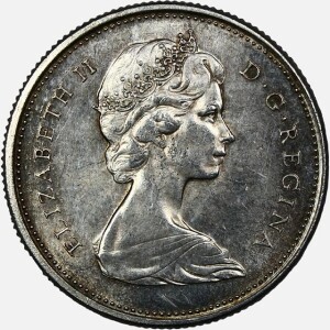 سکه 25 سنت نقره یادبودی کانادا 1967 (الیزابت)(AU)