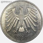 سکه 5 مارک آلمان 1975 J